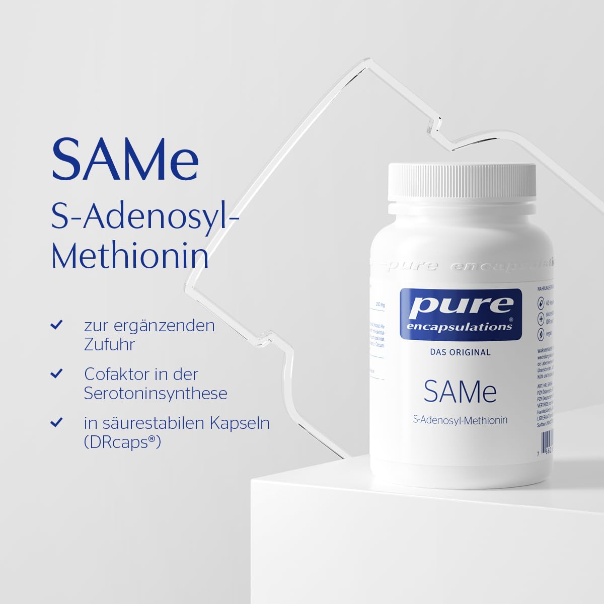 Pure Encapsulations - SAMe - S-Adenosyl-Methionin - Stoffwechselaktive Form der Aminosäure Methionin - 60 Kapseln