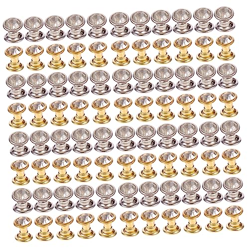 LIFKOME 100pcs Bag Studs Rhinestone Button for Decorative Pins DIY Bag Accessories Glass Studs