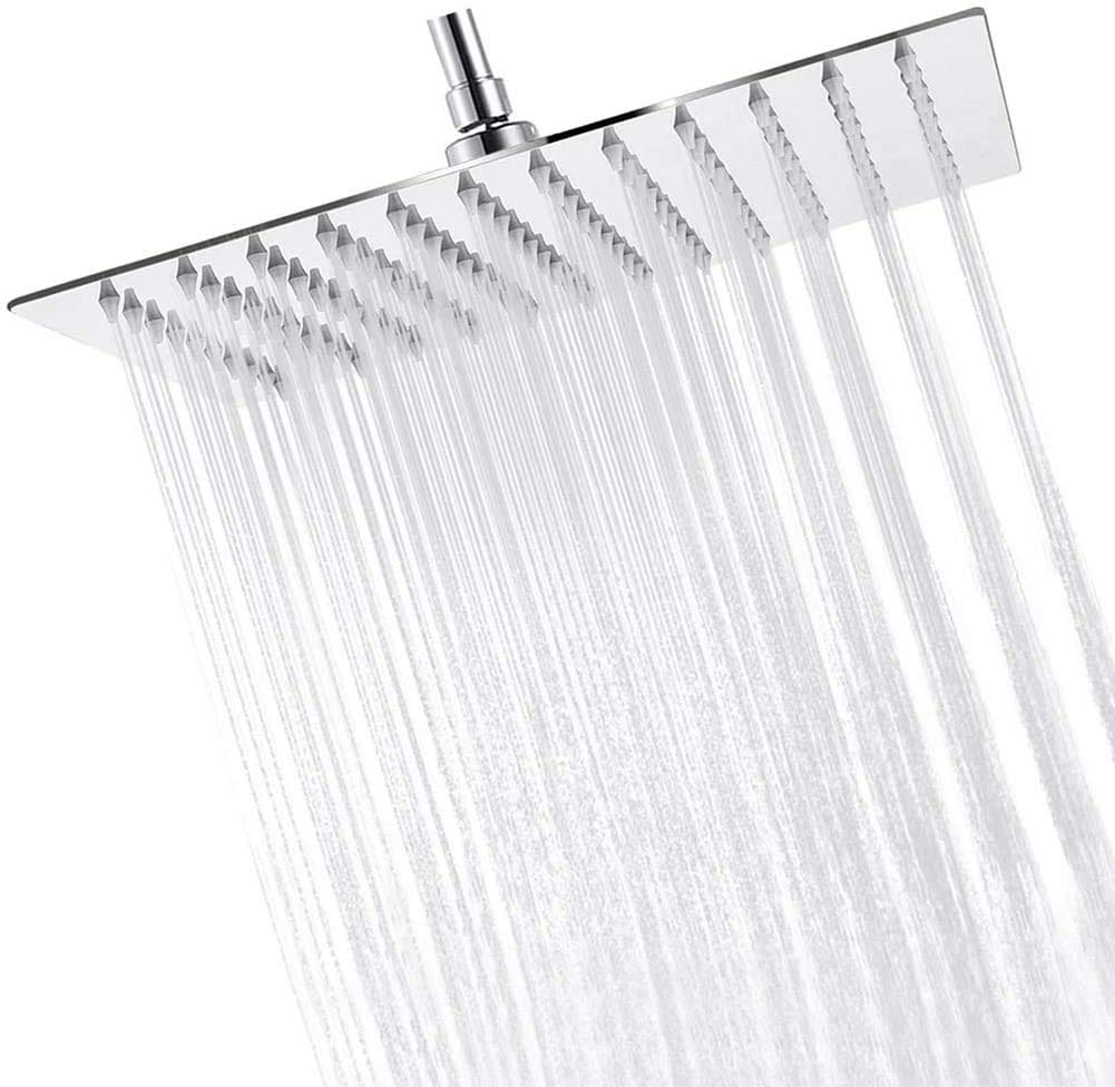 12 Inch Large Square Rain Shower Head ,Stainless Steel Rainfall Showerhead Ultra Thin Bathroom Top Spray Shower Waterfall Full Body Coverage Easy to Install and Clean Enjoy More Comfortable Bath