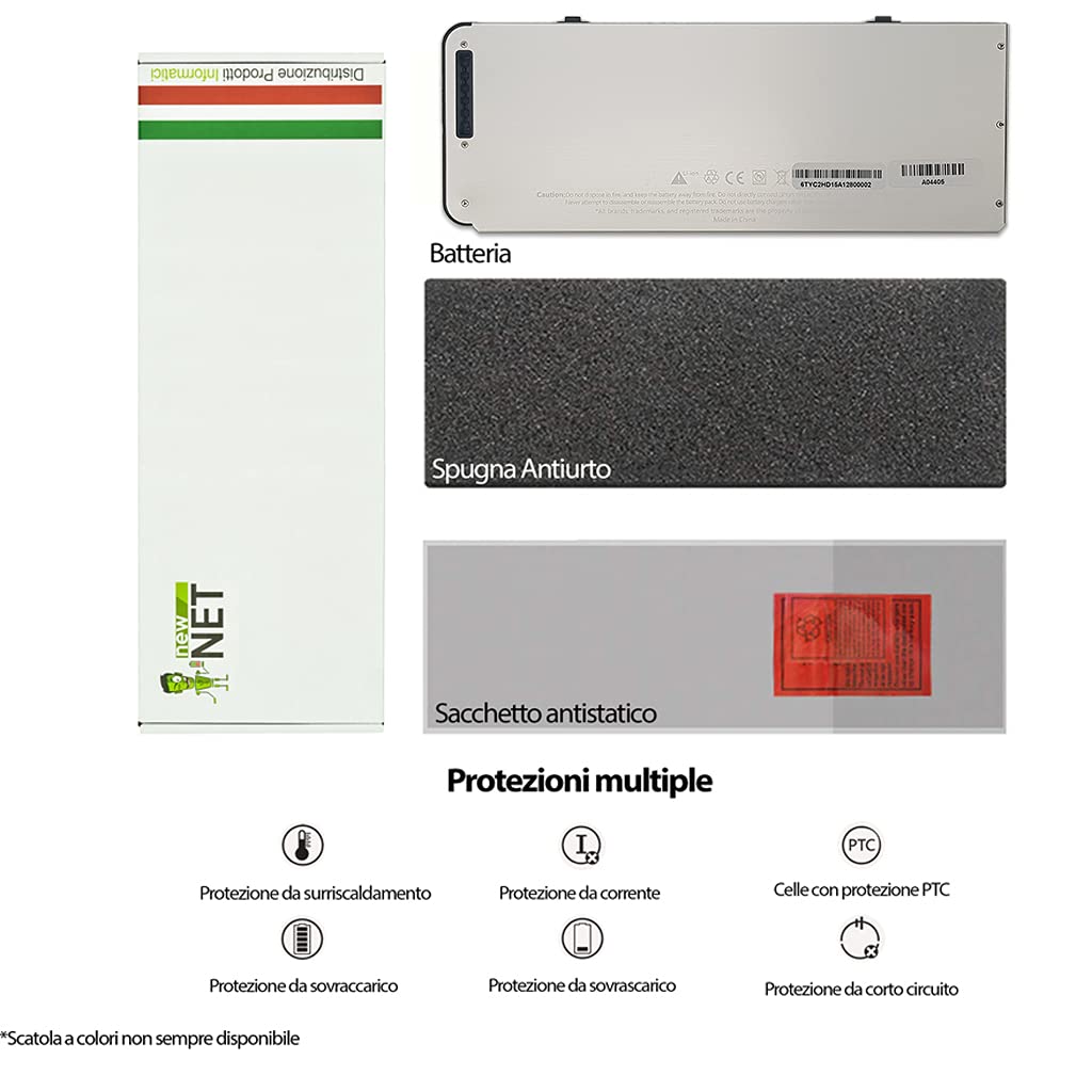 new net Batteries - Batteria [ 10.8-11.1 V - 5400 mAh - 58 Wh ] Compatibile con Mac Book 13 A1280 A1278(2008 Version)