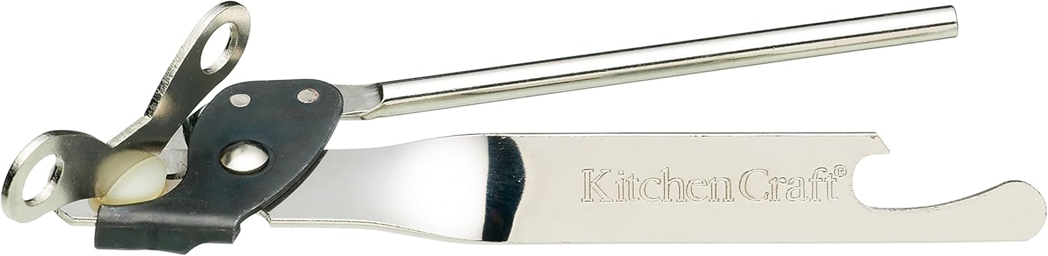 Kitchencraft Butterfly Can Opener, Stainless Steel, Safety and Comfort, 17.5 x 3.5 x 2cm, Silver Kitchencraft Butterfly Can Opener, Stainless Steel, Safety and Comfort, 17.5 x 3.5 x 2cm, Silver