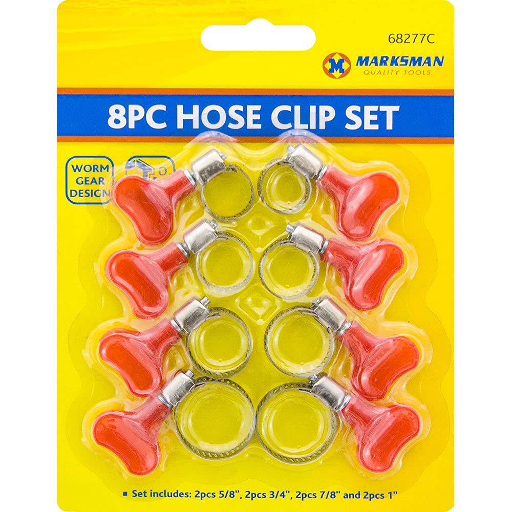Unbeatableoffers 8Pc Hose Clip Set Butterfly 2 Sizes Jubilee Type Easy Turn Pipe Clamp 13Mm - 27