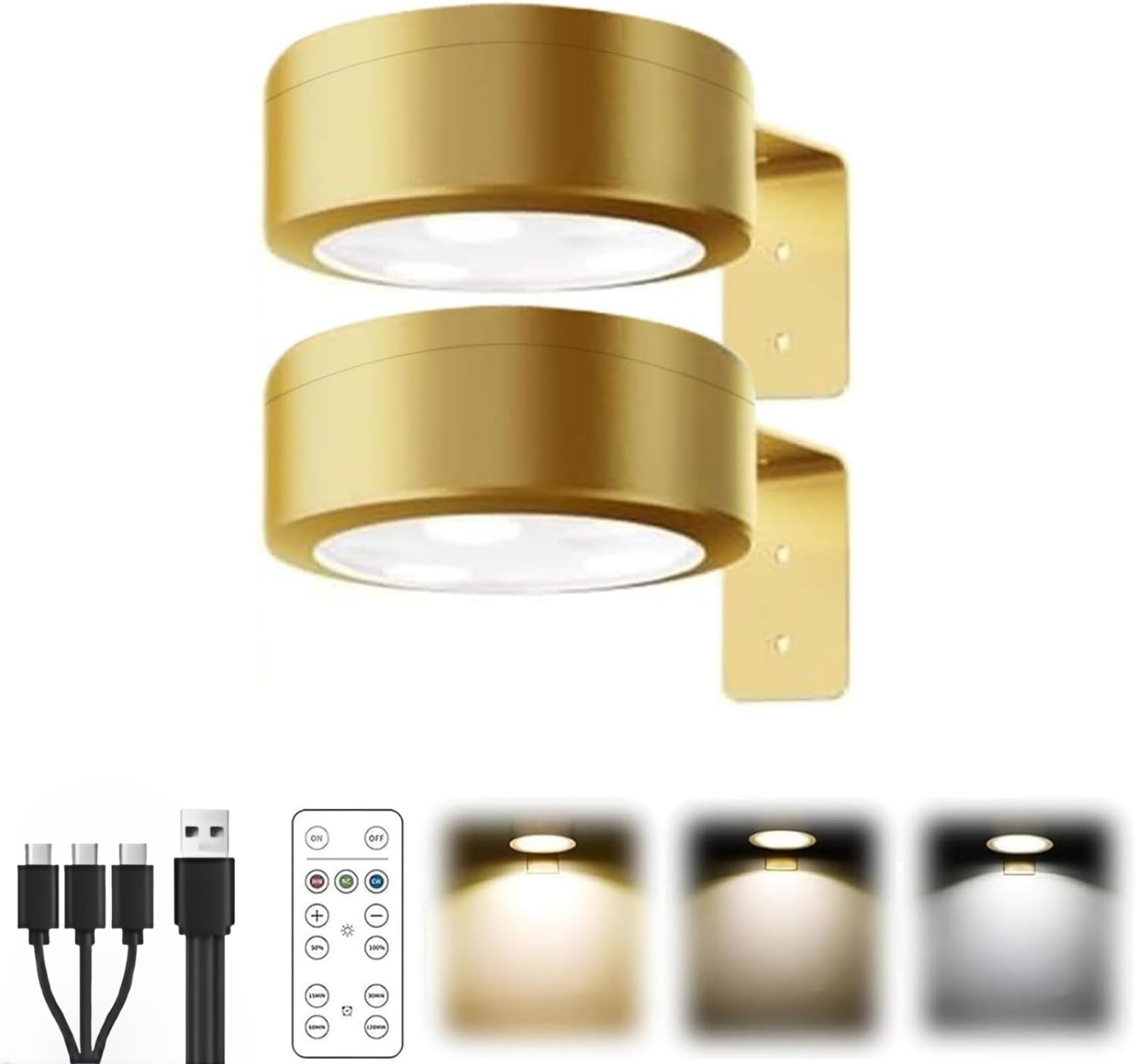 2Pcs Picture Lights for Wall, Magnetic LED Rechargeable Wireless Art Picture Frame Lights, with 3 Color Temps & Remote Control, 3 Lighting Modes Art Display Light, for Paintings