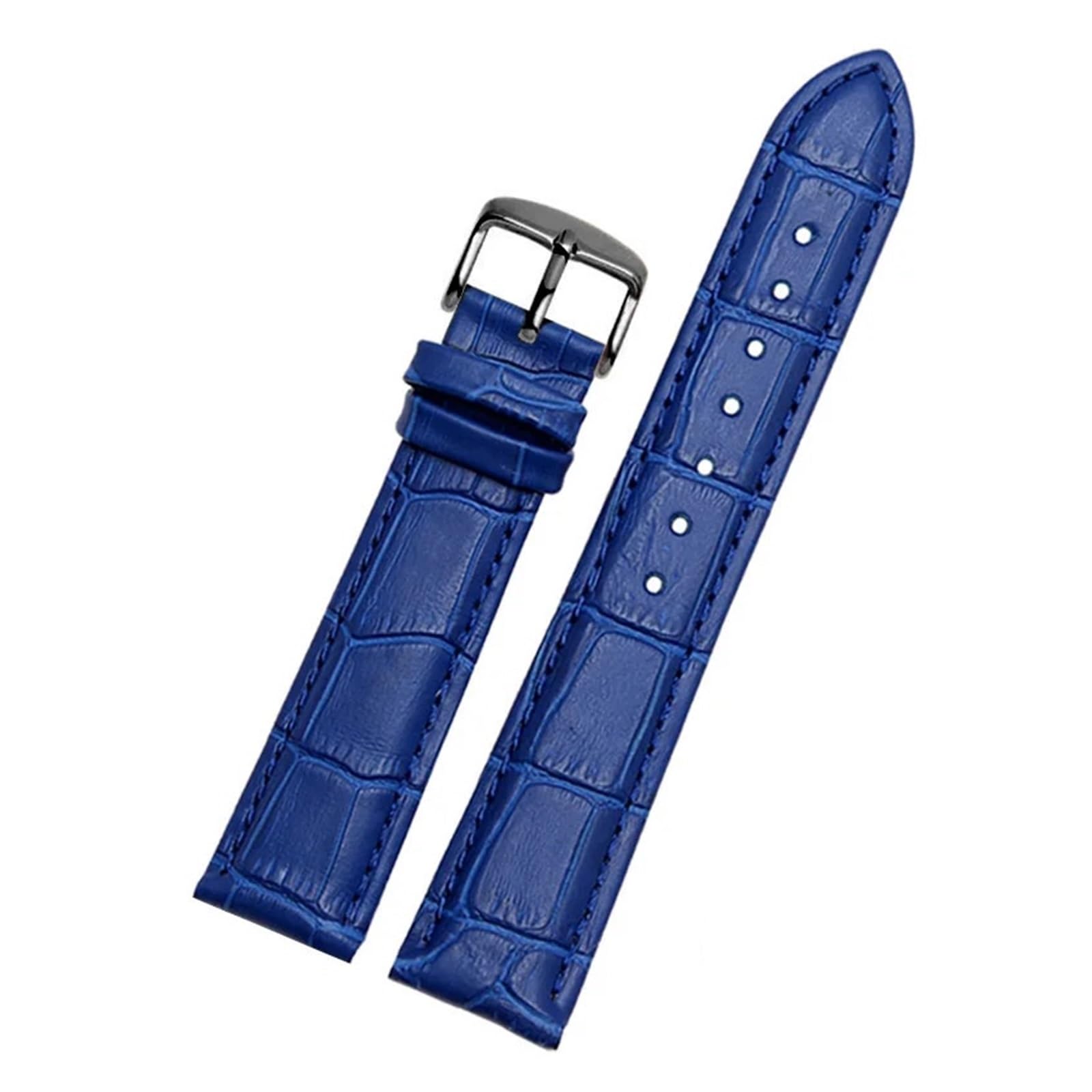 YINGO Pulsera De Cuero Genuino, Correa Reloj Color Azul, 14 16 18 20mm 21m 22mm 23mm(Blue black buckle,12mm)
