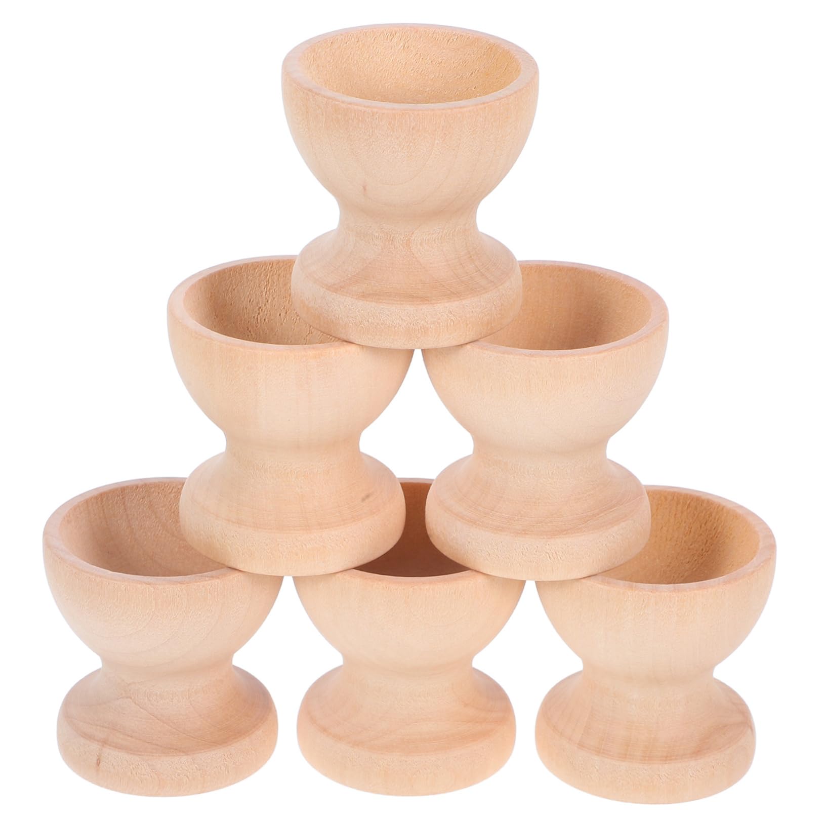 FELTECHELECTR 6pcs Set Wood Single Egg Holders Eggs Wooden Egg Holder Wooden Egg Holder
