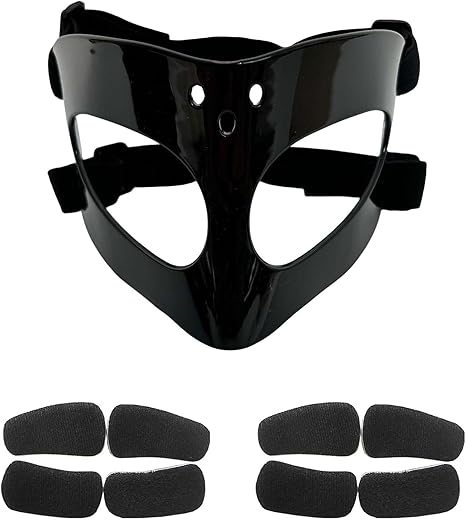 Nose Guard for Sports, Broken Nose, Adustable Face Mask with Foreheard Vent, Foam Padding for Men and Women, Adult, Basketball, Baseball, Football, Softball Face Guard(Black)