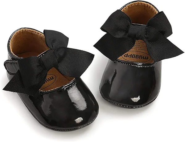 Miamooi Infant Baby Girls Mary Jane Flats Dress Shoes Bowknot Princess Wedding Party Shoes Toddler Premium Non Slip Soft Rubber Sole Sneaker Newborn Moccasins Lightweight Crib Shoe