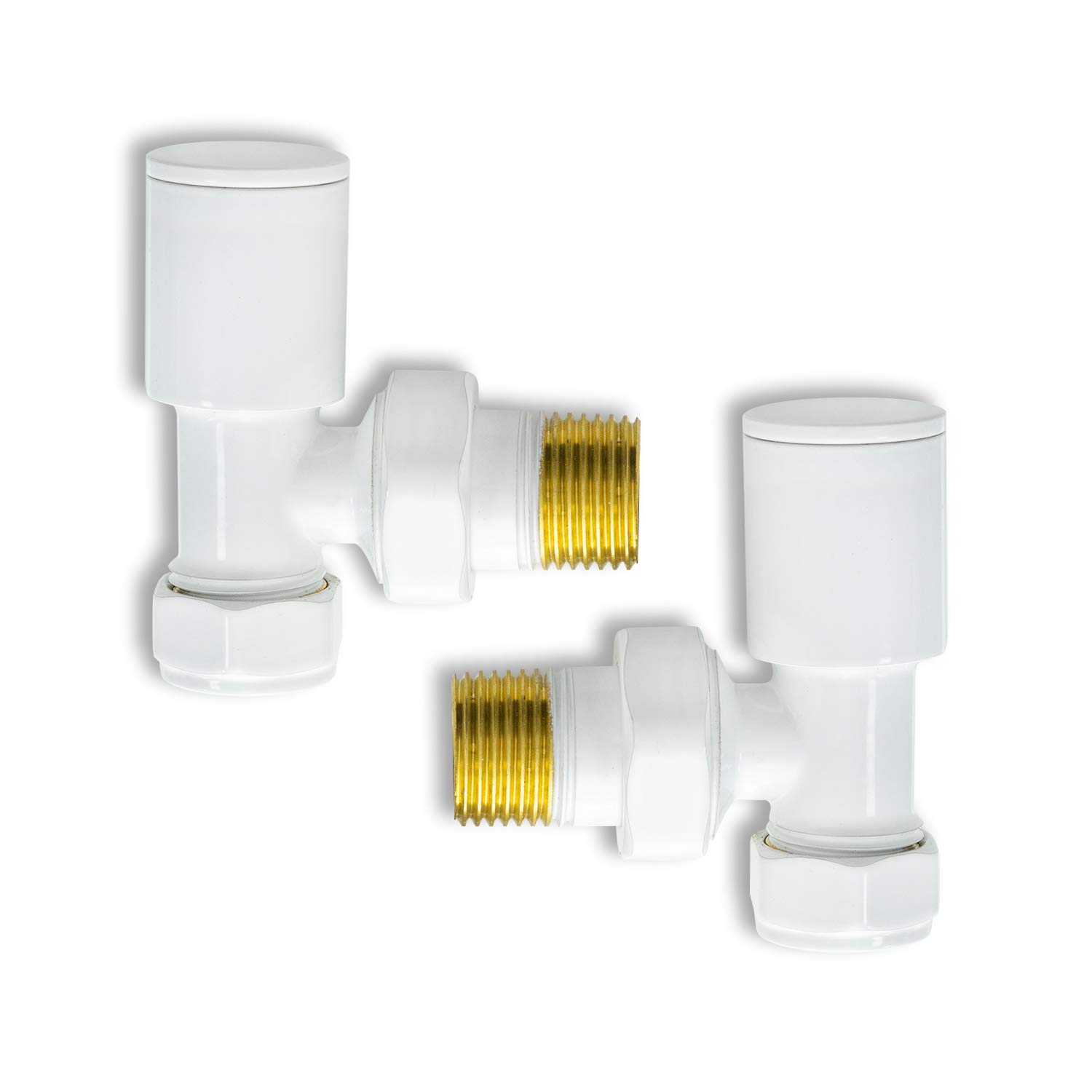 Companyblue Towel Rail Rad Radiator Valve With Lockshield (Minimalistic White Angled Valve)