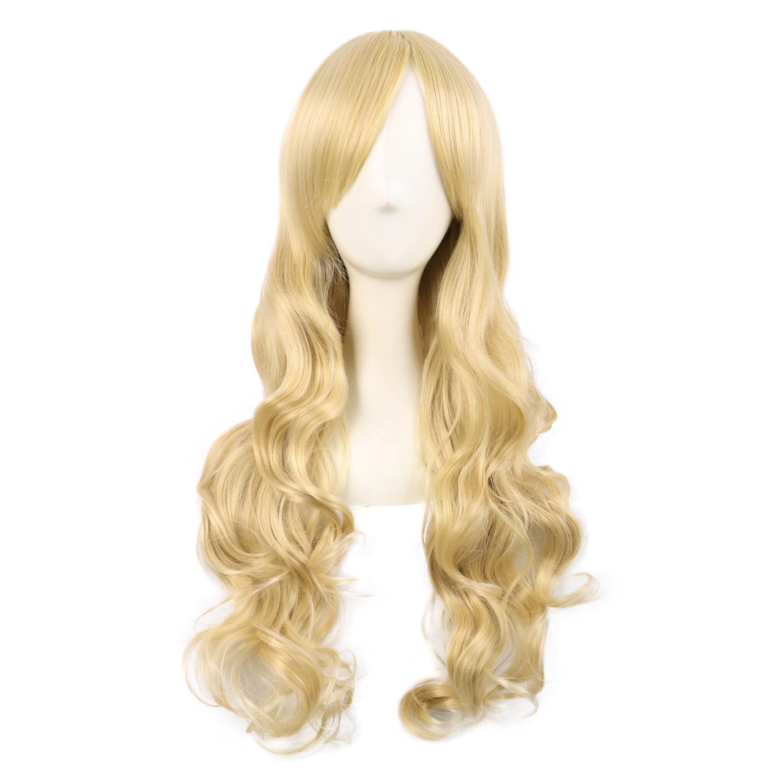 MapofBeauty 28 Pollic/70cm Lolita Lungo Ricci Clip On Code Di Cavallo Cosplay Animato Parrucca (Misto Dorato)