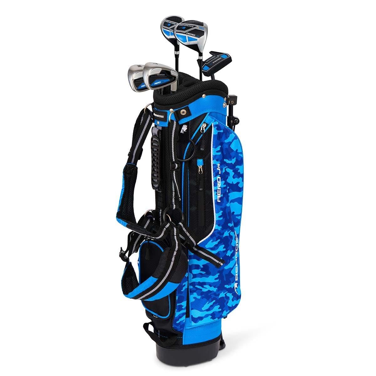 Benross Junior Aero Golf Package Set Age 11‑13 – 5‑Piece Kids Golf Club Set with Stand Bag, Lightweight Graphite Shafts & Headcovers – Blue