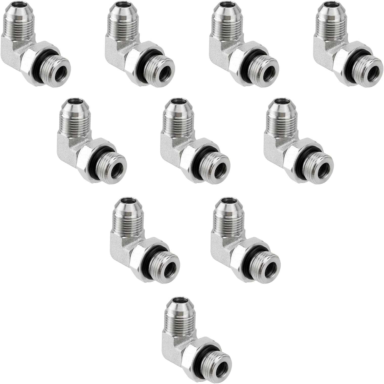 - 10 Pack 90 Degree Elbow Hydraulic Hose Fittings: 1/2" JIC 37° Male x #8 SAE/ORB Male, Hydraulic End Connectors with Protection Cover - 6801-08-08