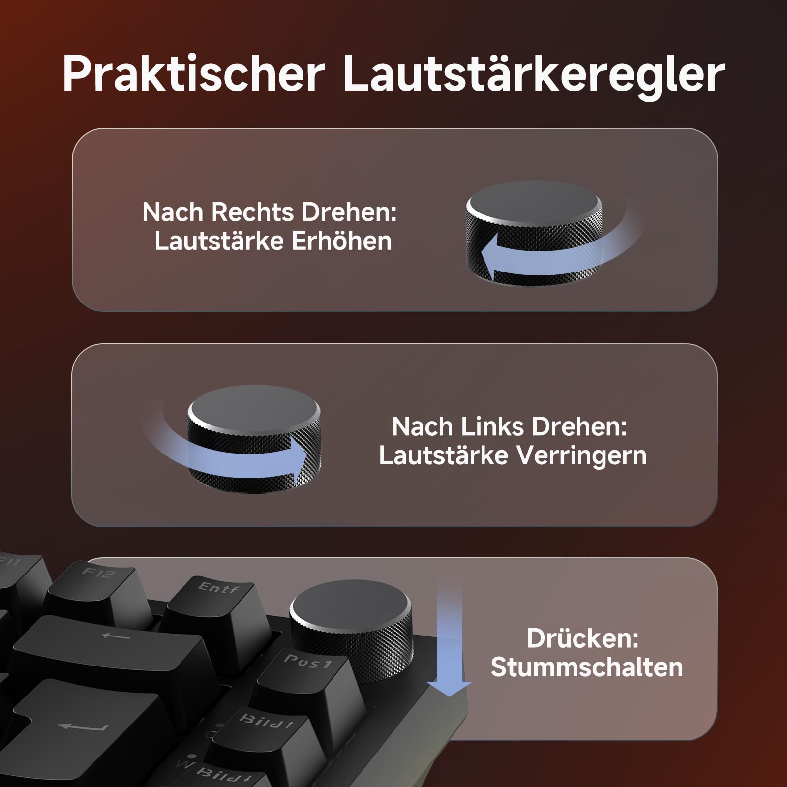AJAZZ AK820 75% Hot Swappable Wired Mechanical Keyboard, German QWERTZ Layout, PBT Keycaps, 82-Keys Gaming Keyboard, Black