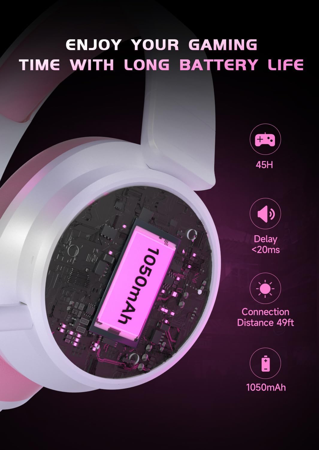 RYR Cuffie da gioco wireless, Bluetooth 5.3, suono surround 3D, paraorecchie girevoli, cuffie da gioco con microfoni a cancellazione del rumore per serie X|S, Xbx One, PS5, PS4, Mac