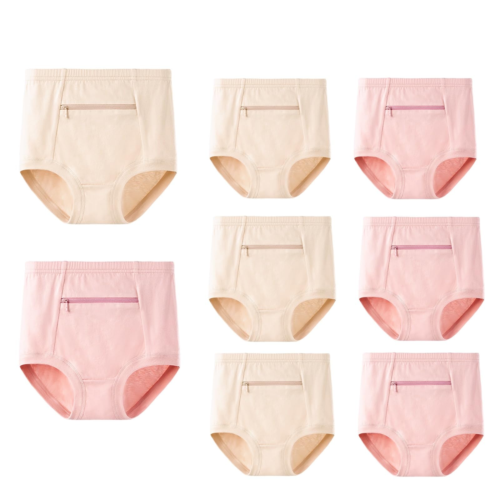 LaseVe Donna Vita Alta Biancheria Intima Tasca con Cerniera Nascosta Mutandine Viaggio Slip Sicurezza Mutande 8 Confezioni
