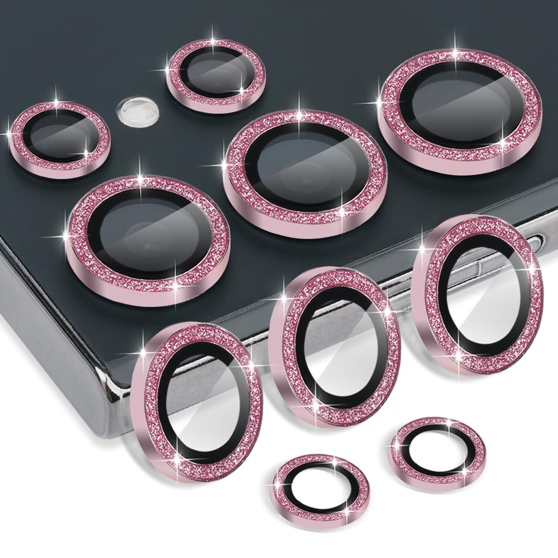 Protector de lente de cámara para Samsung Galaxy S25 Ultra, protector de lente de vidrio templado, anillo de aleación de aluminio, compatible con Samsung Galaxy S25 Ultra, color rosa