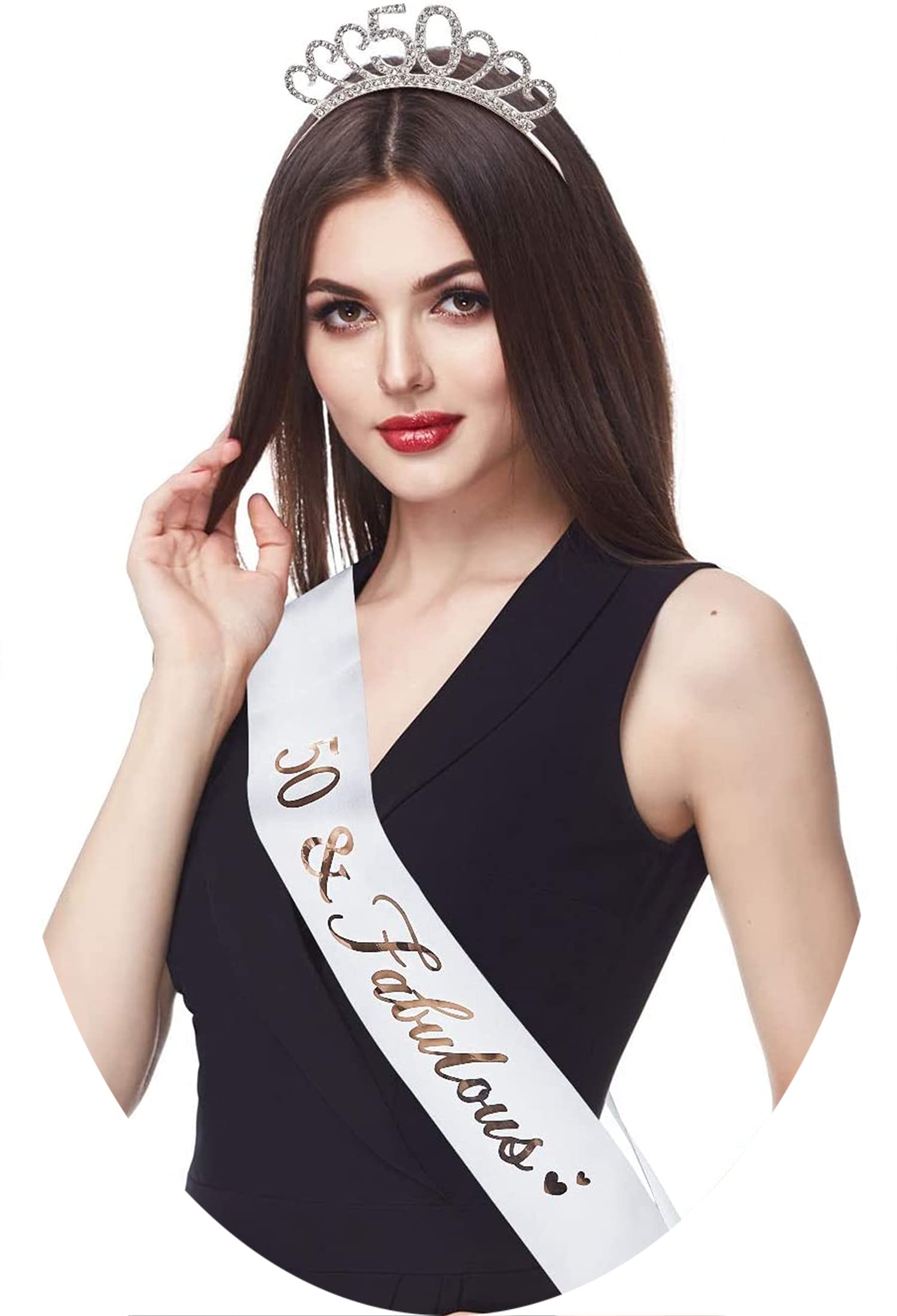 Set Diadema E Fascia Per 60° Compleanno Donna | Rosa Glitter, Con Strass E Scritta '60 & Fabulous', Elegante Tiara E Fascia Per Feste E Anniversari