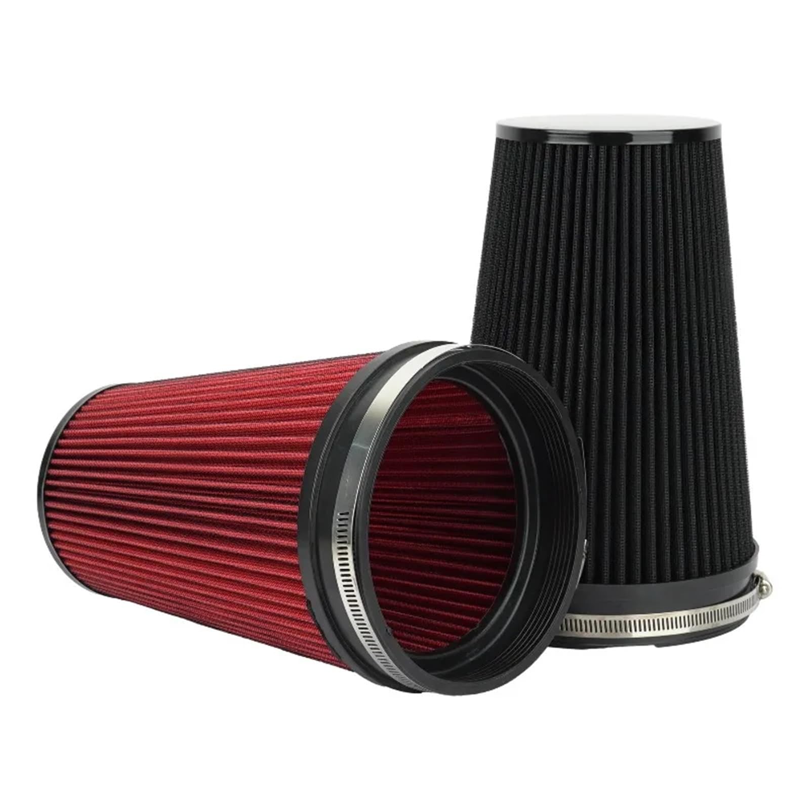 Filtro aria Filtro a cono universale ad alto flusso Tubo di aspirazione fredda Filtro di aspirazione aria fredda lavabile per motore di auto da corsa(6inch Red)