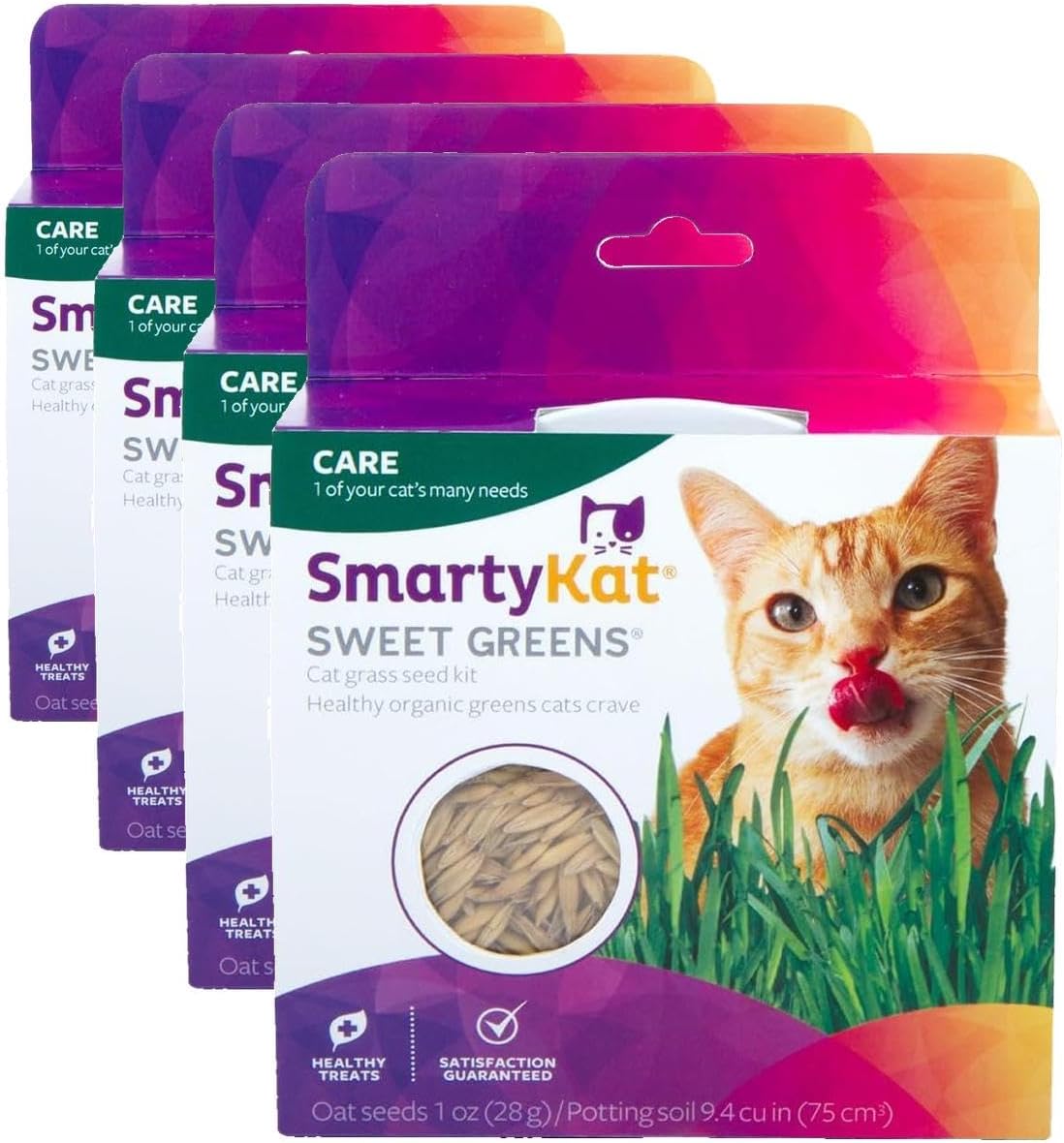 SmartyKat Sweet Greens Cat Grass Seed Grow Kit - 1 Ounce (Pack of 4)