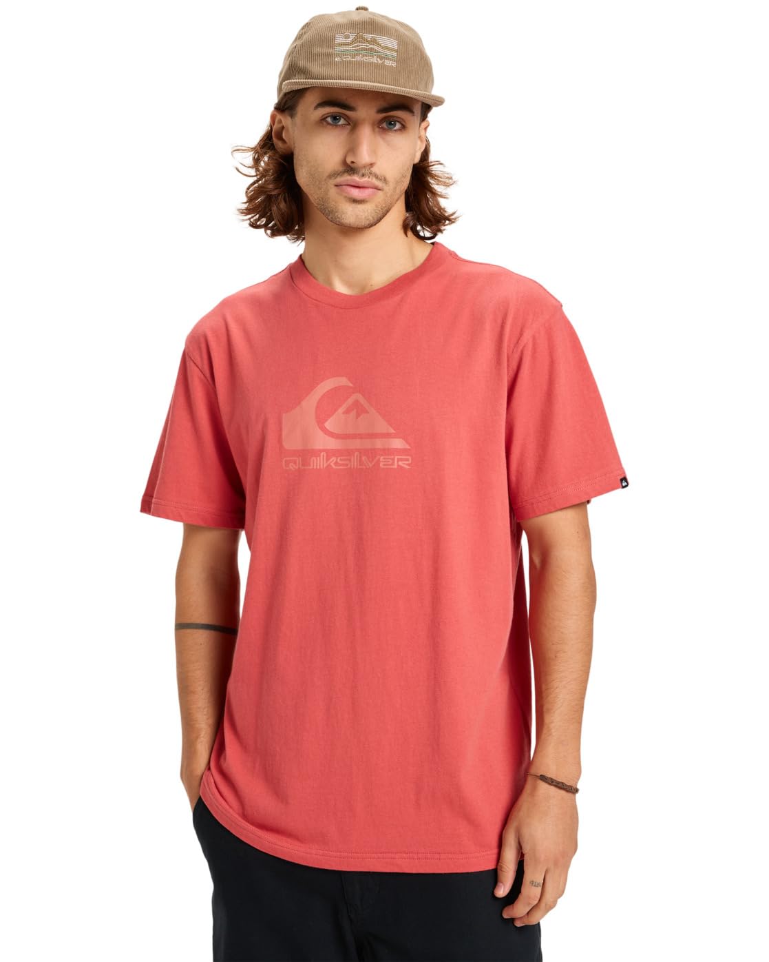 Quiksilver Short-Sleeved T-Shirt EV COMP Logo SS Men's Pink XXL