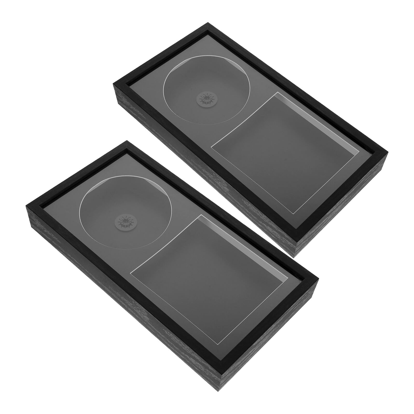 2 Szt. RAM CD Płyty i Etui Czarna Podwójna Szczelina Ścienna Półka Winyle Organizer Albumów Elegancka Dekoracja dla Kolekcji Muzycznych