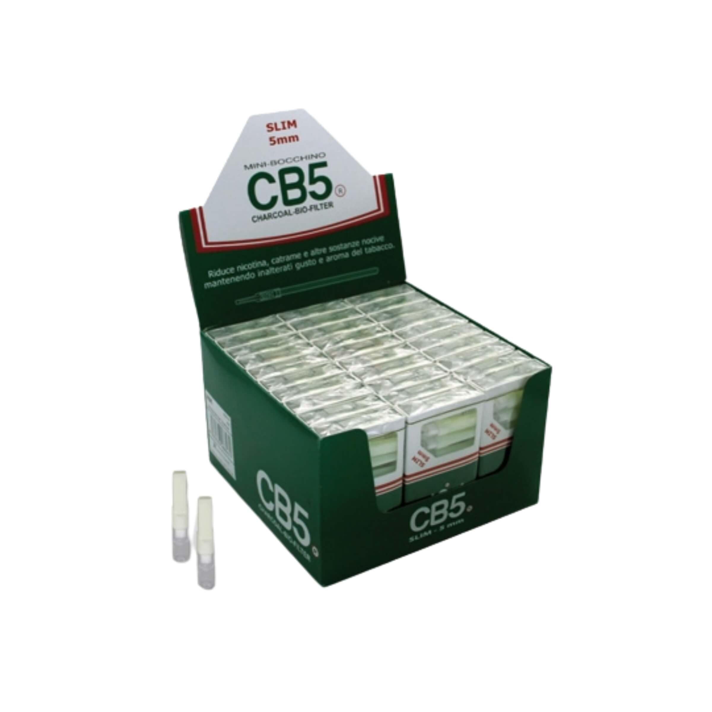 CB5 Mini boquillas Slim de 5 mm con carbón activo Bio Charcoal – Caja de 30 cajas de 10 unidades