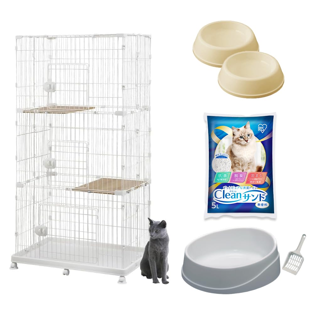 Amazon.co.jp: アイリスオーヤマ キャットケージ 3段 キャスター付