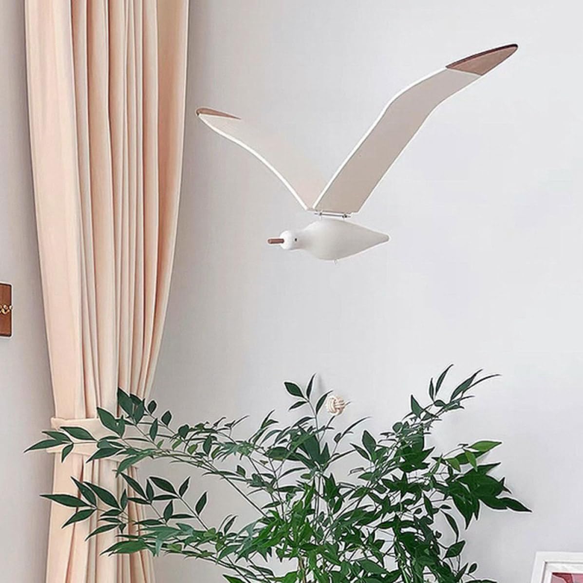 Decorazione in Legno Bianco da Appendere a Forma di Volatile