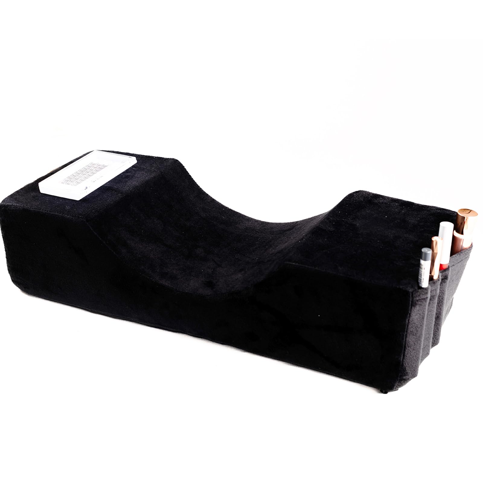 Eywymem Comfortable Beauty Salon Eyelash Extension Neck Pillow, Used to Support The Neck During Sleep or Eyelash Transplantation, Detachable Velvet Pillowcase (Black)