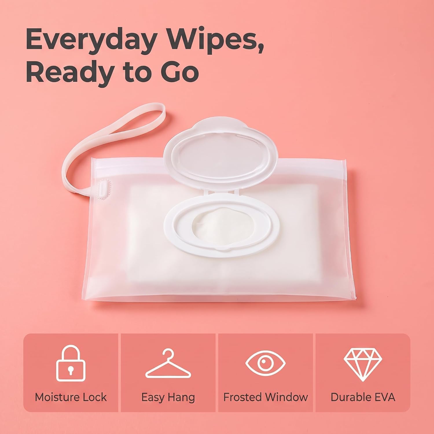 Estuche blanco para toallitas húmedas para bebé, soporte de viaje que mantiene las toallitas húmedas, fundas para toallitas húmedas, soportes para toallitas de pañales, contenedor dispensador
