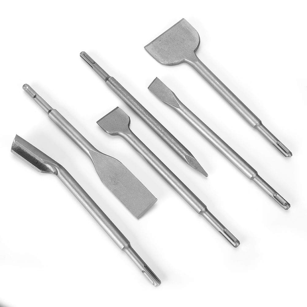 6 piezas martillo giratorio SDS Plus taladro cincel 40CR juego de cinceles de acero endurecido herramienta de perforación de pared de hormigón para limpiar la pared