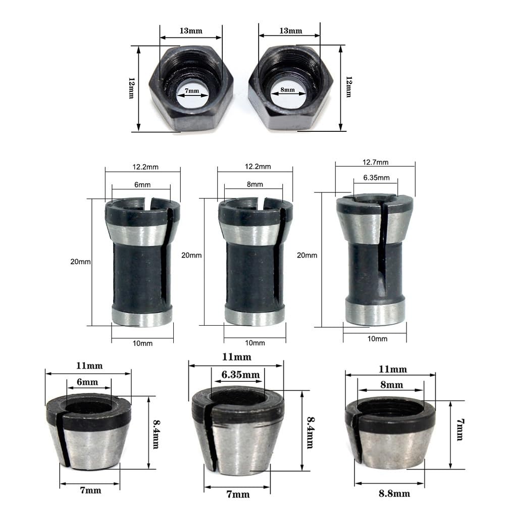 Set 6 Mandrini A Pinza Per Fresatrice - Acciaio Alta Precisione, Diametri 6mm, 6.35mm, 8mm - Foto 11