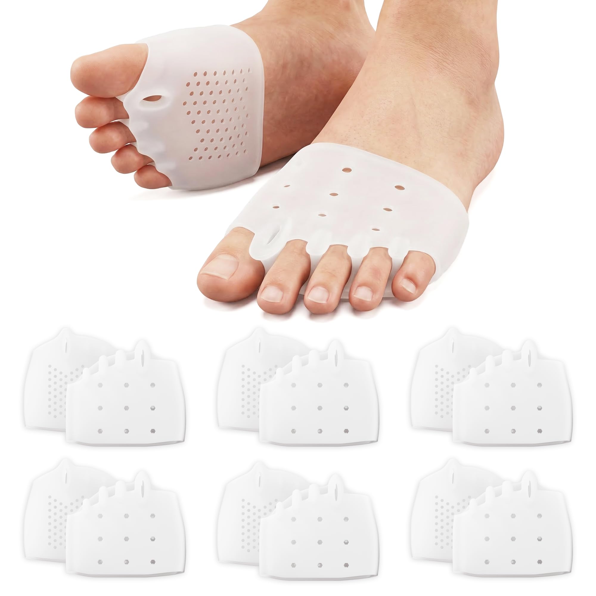 Toe Separators for Women & Toe Spacers for Men, 6 Pairs Soft Silicone for Daily Comfort - Bunion Relief, Toe Alignment, Pedicure