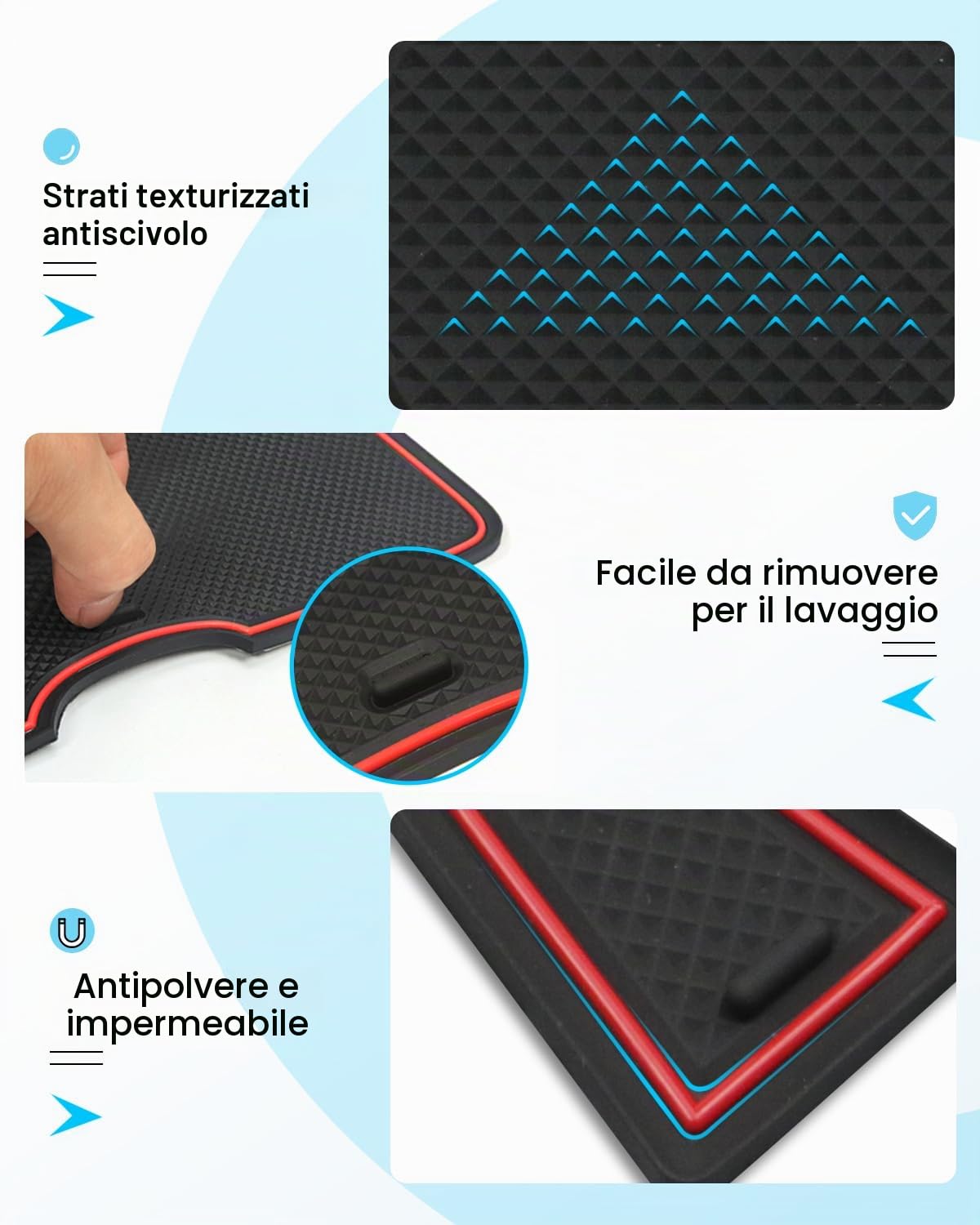 CDEFG Compatibile con BMW Serie 1 F40 2019-2023 2024 Tappetini in gomma per console centrale antiscivolo in gomma antiscivolo per auto Serie 1 F40 Accessori (Rosso)