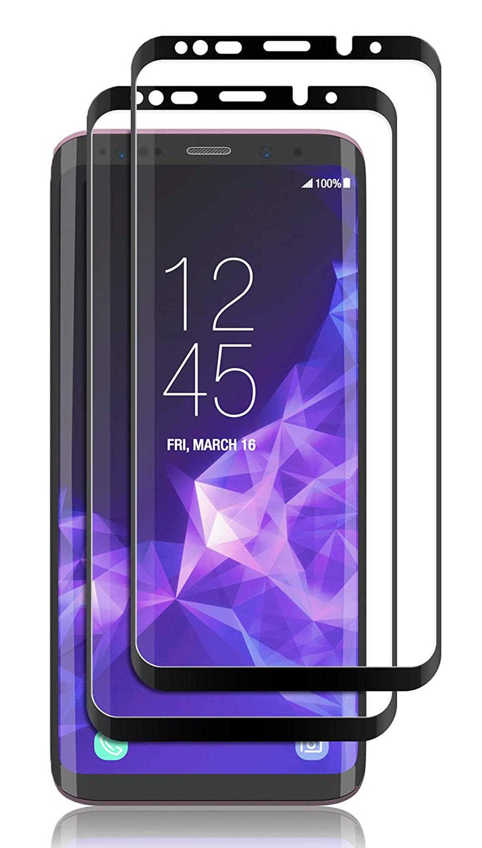 Emand Pack of 2 Glass Screen Protector for Samsung S9 Plus Tempered Glass Screen Saver Anti Scratch, 9H Hardness for Galaxy S9 Plus 6.2inch 2018