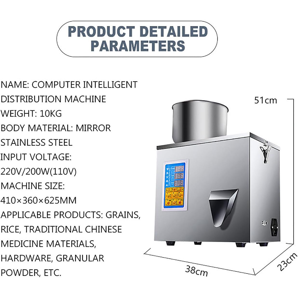 Máquina automática de llenado de polvo, equipo de embalaje de pesaje de partículas, acero inoxidable para té, granos y semillas, solución de medición y embalaje
