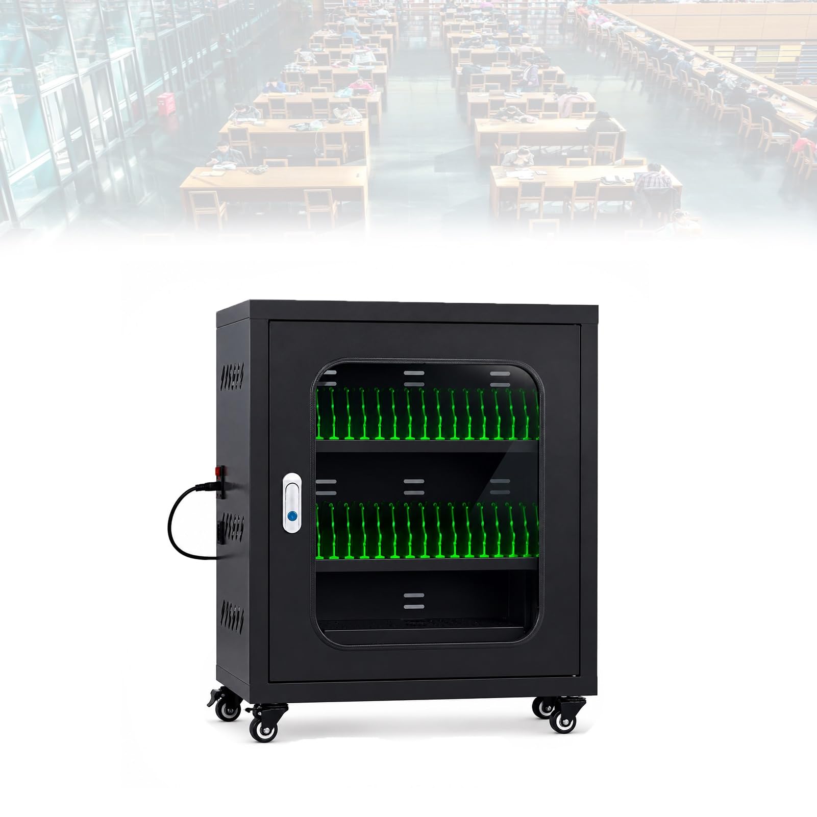 Rmadio di Ricarica per Telefoni con Sistema USB e Scomparti con Serratura | Ricarica centralizzata e conservazione sicura per scuole,uffici,biblioteche e centri di formazione(Black,20 Slots)