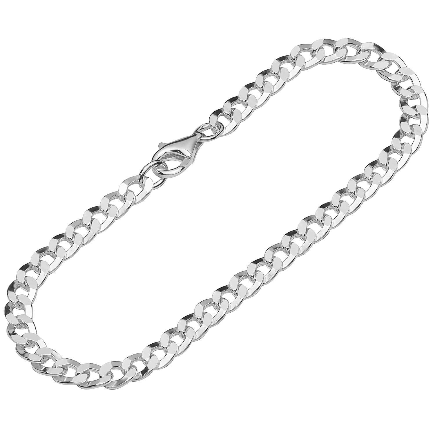 NKlaus Pulsera Plata de Ley 925 19cm cadena plana y retorcida para hombre 12412