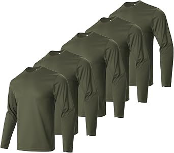 TanBridge Mens Work T-Shirts Long Sleeve Shirt for Men Sun Protection Athletic Shirts 5 Pack