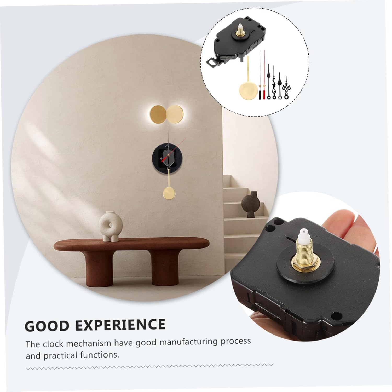 Mikikit 5sets Clock Mechanism Replacement Parts for Clock Movement and Hands Kit