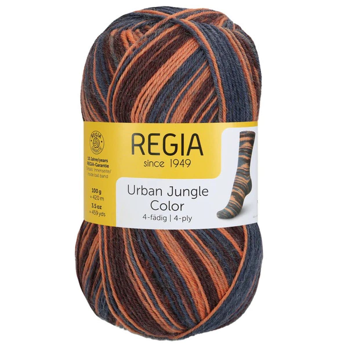 Regia Col. 02593 Orange-Brown Colour 02593 4-Ply Colour Approx. 420 M 100 G Orange/Brown