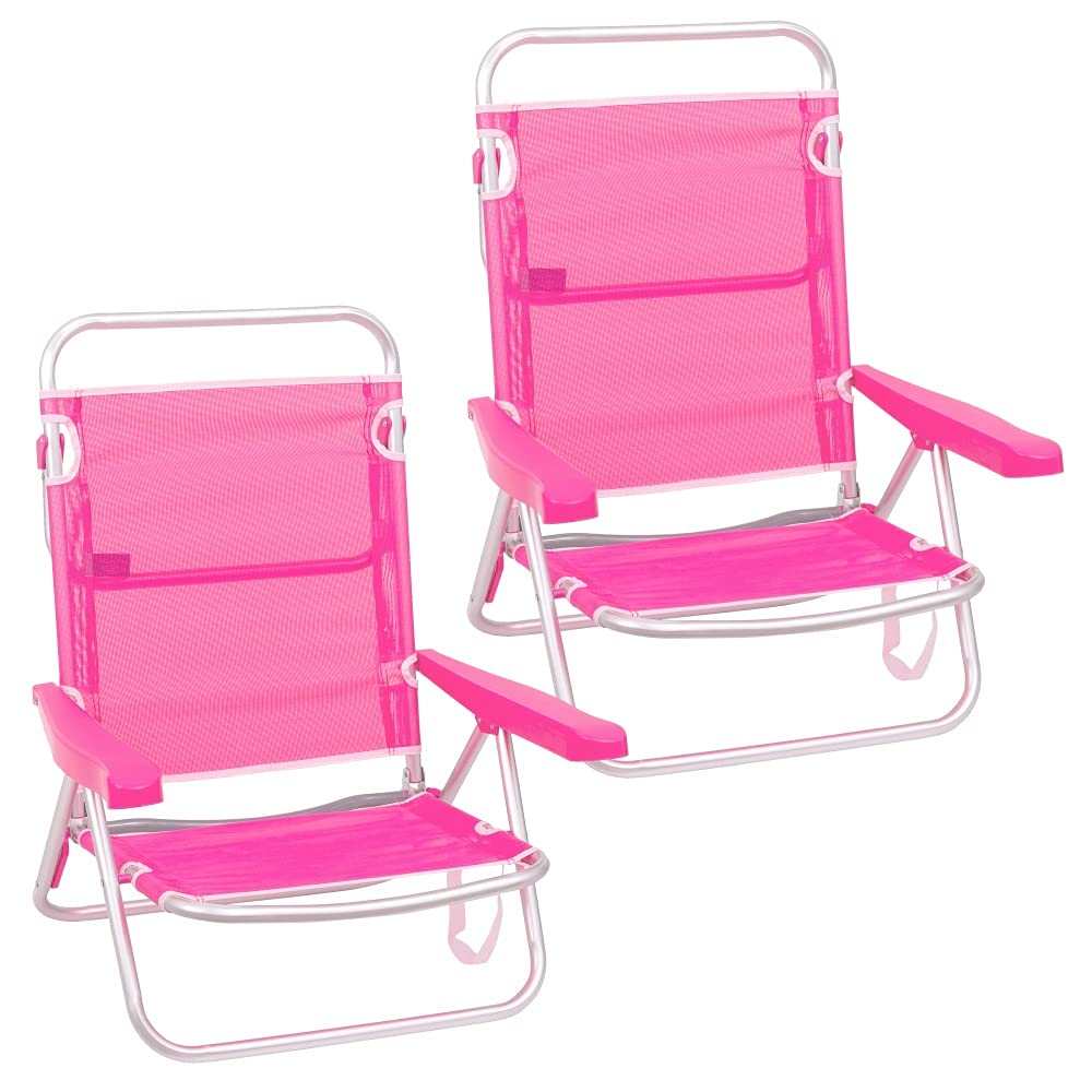 LOLAhome Pack de 2 sillas de Playa Convertibles en Cama de Aluminio y textileno (Rosa)