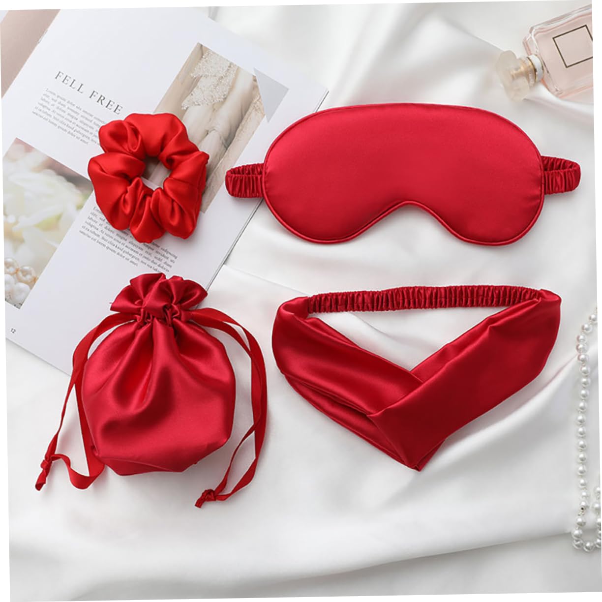 DOITOOL 3sets Maschera Da Sonno Seta Artificiale Accessori Kit Pratico Con Fascia Per e Sacchetto Per Viaggio Rilassa Gli Occhi e Riduce Affaticamento Per Dormire e Viaggiare