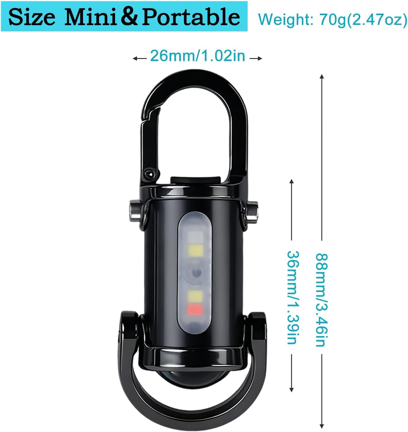 3-in-1 Keychain Flashlight, Rechargeable 500/1200 Lumens EDC Tool with Red/Blue Strobe, Emergency Recharge Your Phone , IPX7 Waterproof, Portable for Outdoor, Camping, Hiking & Survival Gear