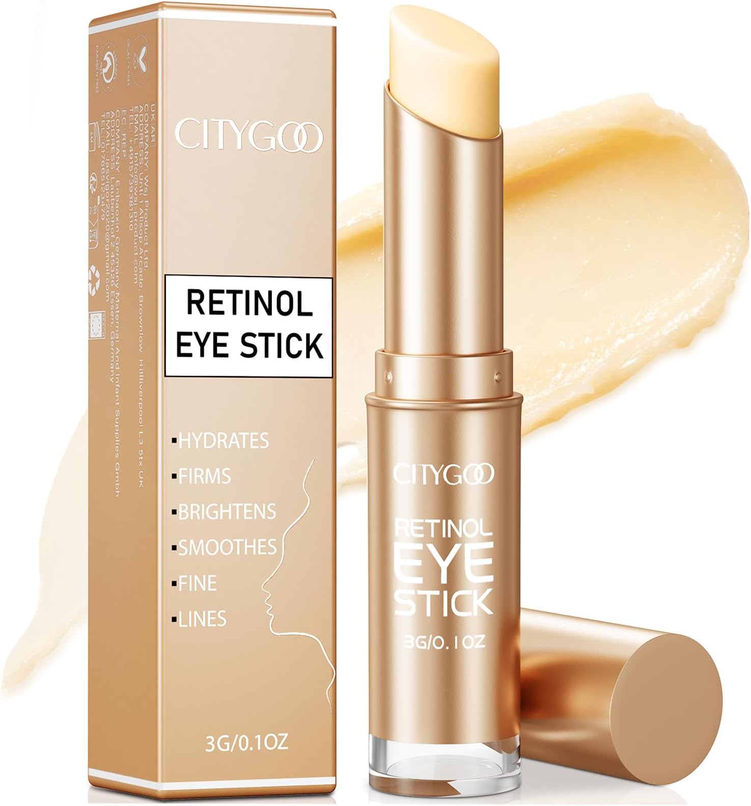 Retinol Eye Stick, Retinol Eye Cream With Collagen, Hyaluronic Acid For Dark Circle and Puffiness, Wrinkles in 3-4 Weeks, Under Eye Cream Anti Aging, For Puffiness and Bags Reduces Fine Lines
