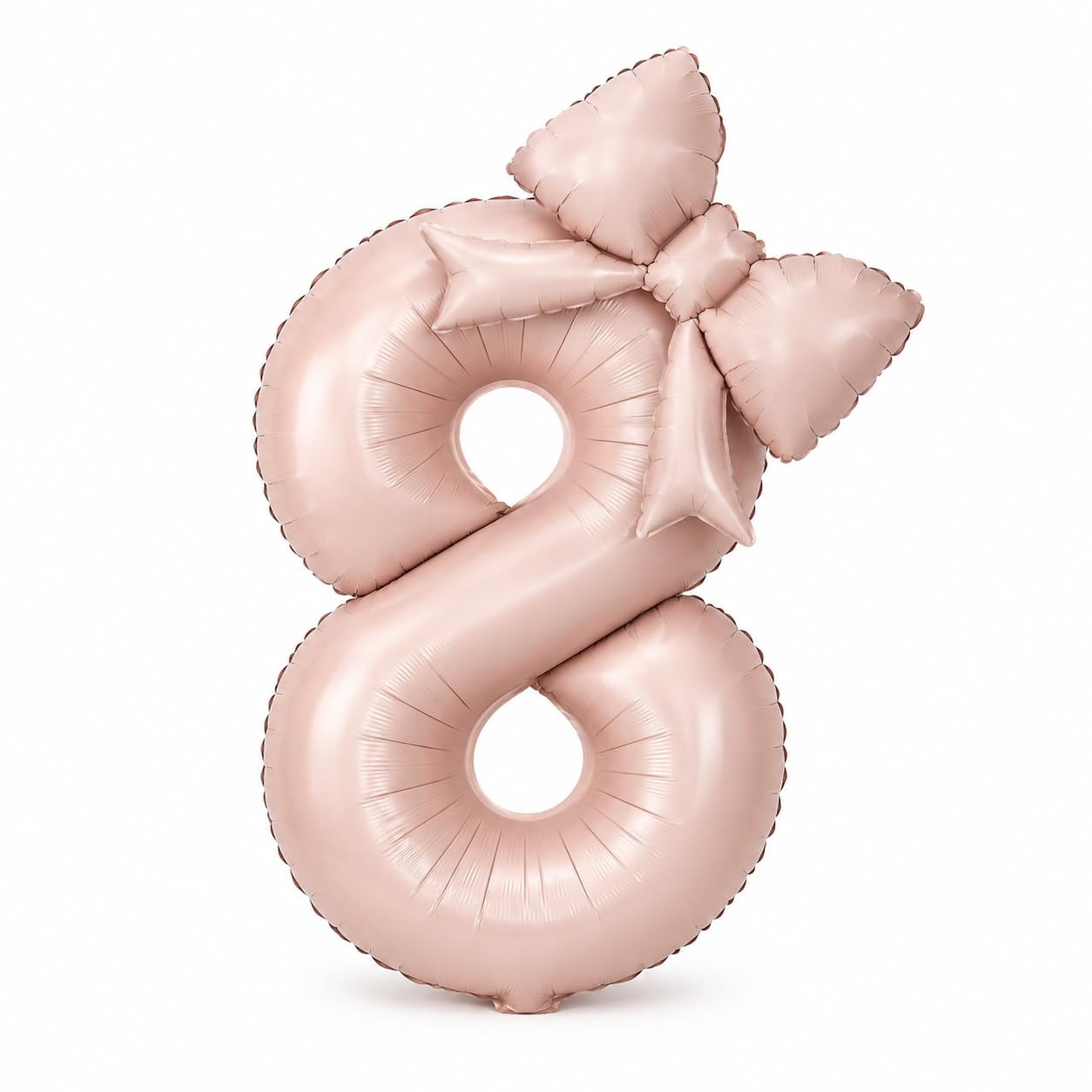 Pink Number 8 Balloon, 40 Inch Foil Number Balloon with 21 Inch Pink Bow Balloon and Glue Dots, Giant Number Party Balloons for Celebration, Girl's Birthday Decorations