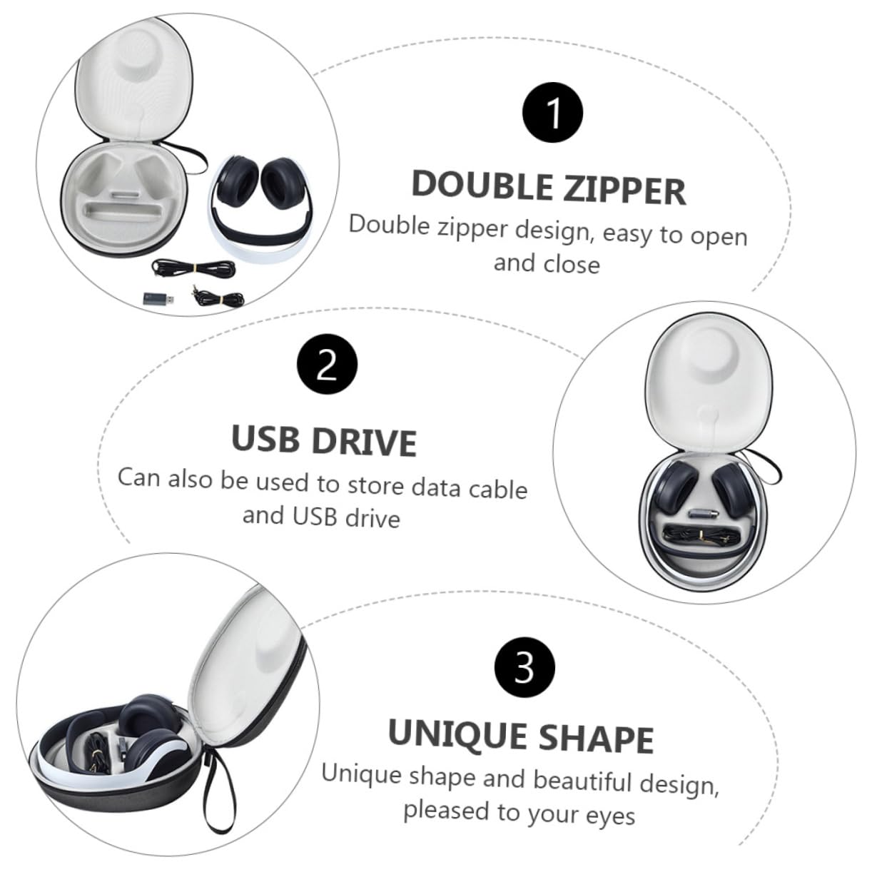 KOMBIUDA Estuche para Auriculares Inalámbricos Bolsa de Transporte con Doble Cierre Compatible con Pulse