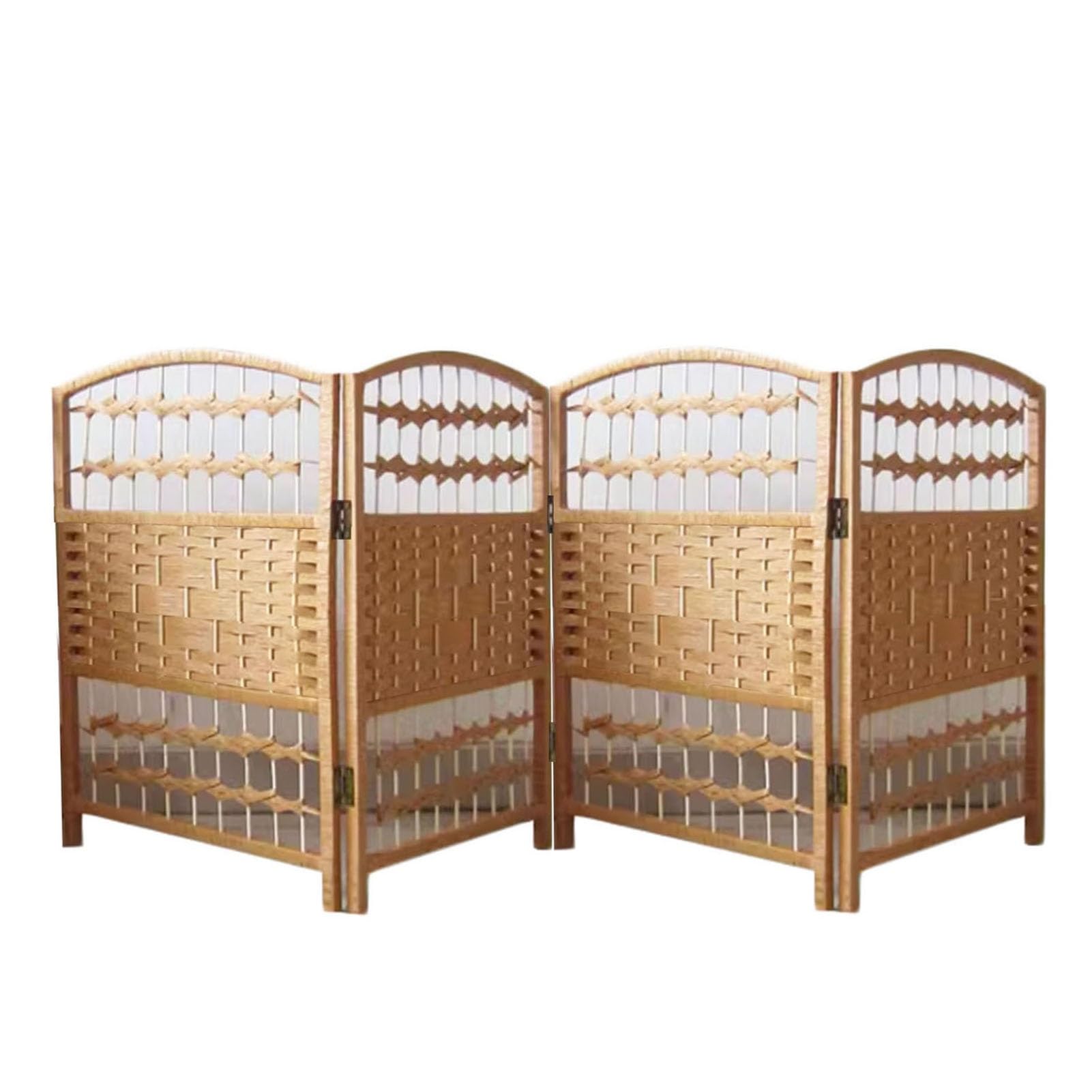 Short Room Divider,4/5/6 Panels Rattan Room Partitions,Freestanding Privacy Wooden Short Screen,for Living Room Study Office Dormitory(Beige,19.68 x 11.81in-4 panels)