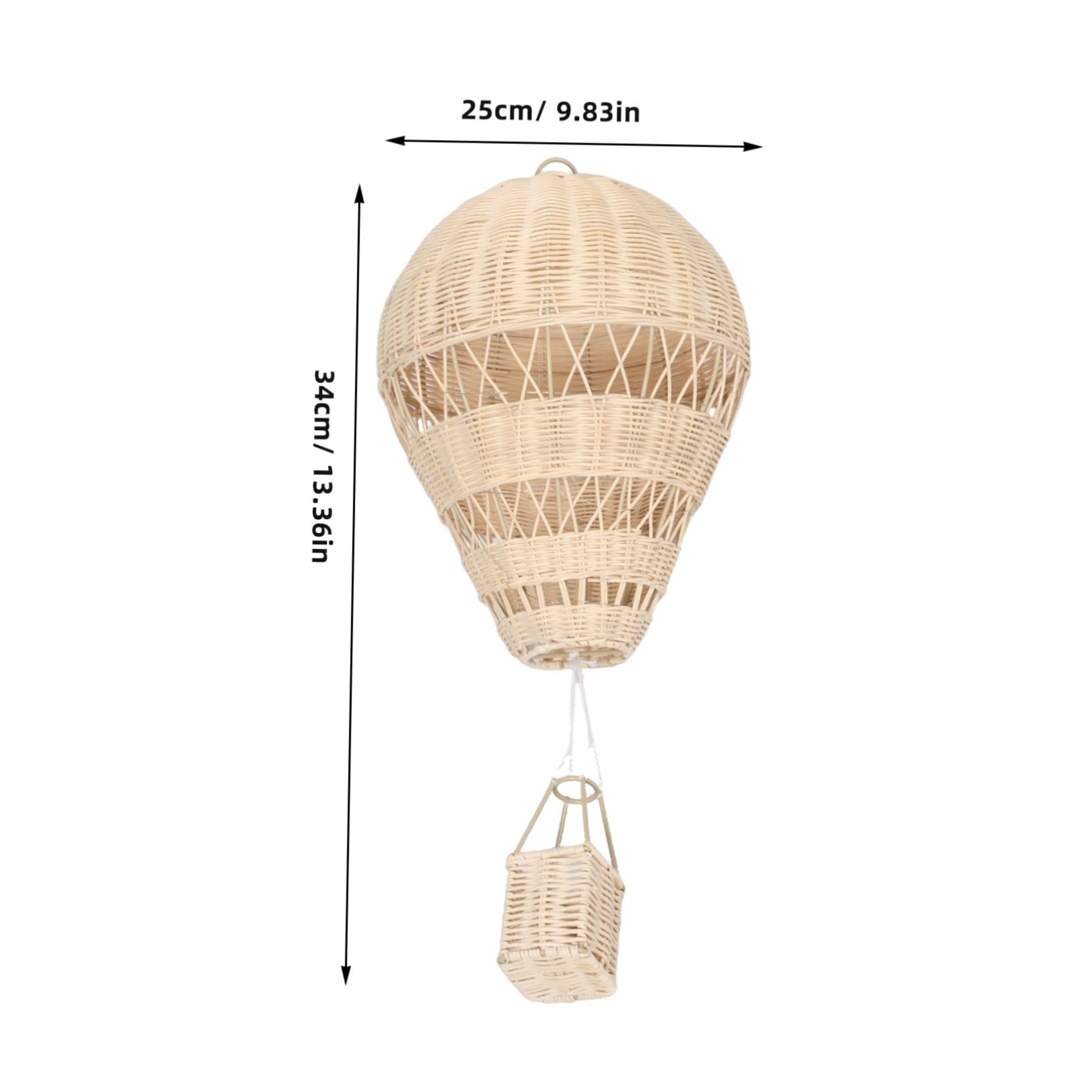 SOLUSTRE Handgeflochtener Rattan Heißluftballon Hängelampe mit Lichterkette für Kinderzimmer Dekoration Fotorequisite Wohnaccessoire