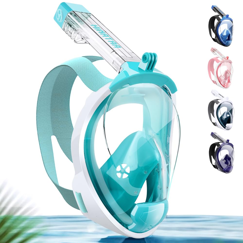 Maschera Snorkeling Integrale Adulti,Anti-fog Maschera Subacquea Doppia Flottante,180° Maschera Boccaglio Snorkeling Anti-Leak Supporto Camera,Maschera Sub Adulto Bambini
