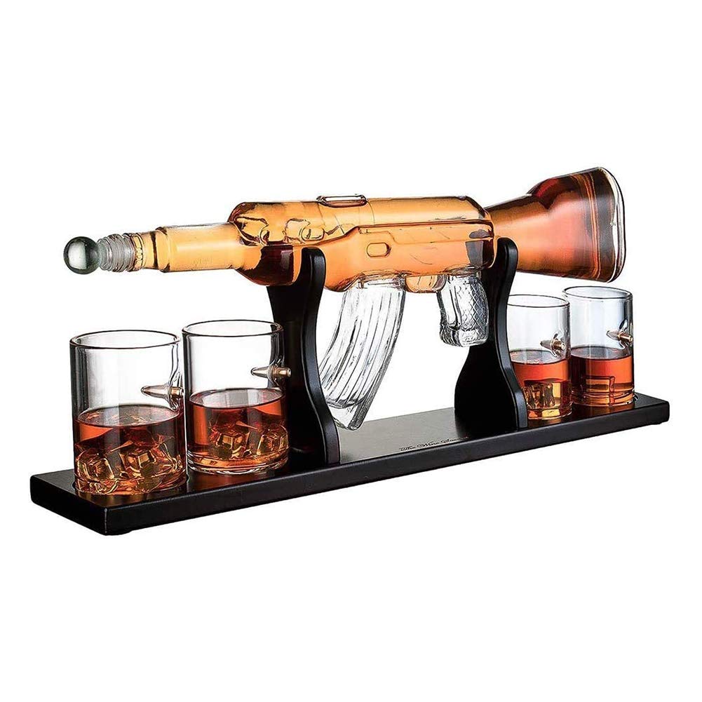 Buy Grand Decanter Set Bullet Glasses, Whiskey Decanter in Shape